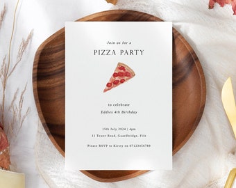 Pizza Party Invite | Birthday Invitation for Pizza Party | Template for Birthday Party Invite | Editable Digital Template