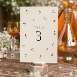 Wildflower Table Number Template - Table Numbers for Wedding - Wildflower Table Numbers - Flower Table Number Template - Wedding Template