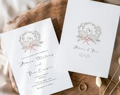 Swans Invitation Template for Wedding - Vintage Invitation - Double Sided Invite - Printable Wedding Invites - Editable Classic Invite