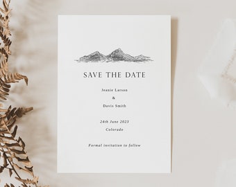 Mountains Save the Date Invite Template - Mountain Save the Date - Wedding Save the Date - Mountain Wedding Save the Date Template - Digital