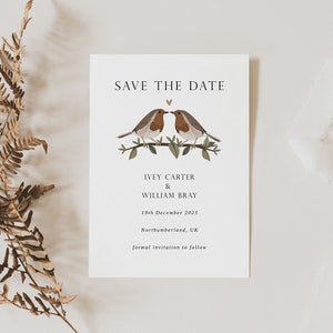 Save the Date Einladungsvorlage - Love Birds Save the Date - Winterhochzeit Save the Date - Hochzeit Save the Date Vorlage