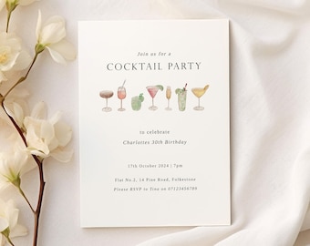 Cocktail Party Invite Template | Editable Party Invite | Template for Birthday Party Invite | Digital Template | Cocktail Drinks Party