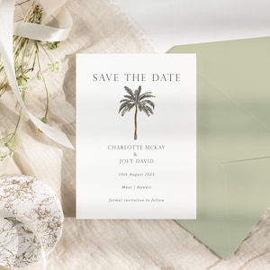 Save the Date Template - Palme Save the Date - Tropische Hochzeitseinladung - Hochzeit in Ihrer Urlaubshochzeit Save the Date Card - Digital Invite