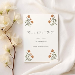 Roses rouille pour mariage, réservez la date modèle - automne, réservez la date, invitation - modèle numérique modifiable - carte réservez automne - modèle