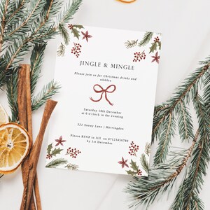 Jingle and Mingle Christmas Party Invitation Template - Holiday Party Invite - Printable Christmas Invitations - Christmas Dinner Invites