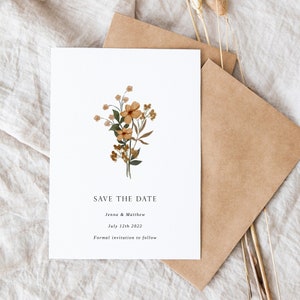 Autumn Wildflower Wedding Save the Date Template - Fall Wedding Invite - Autumn Wedding Save the Date - Fall Floral Wedding Template