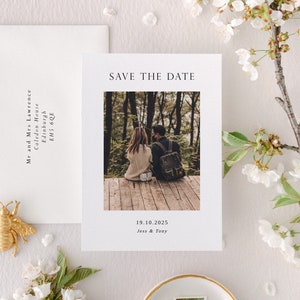 Save the Date Template with Photo Editable Photo Save the Date Wedding Save the Date Save the Date Digital Minimalist Save the Date image 1