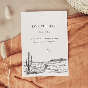 Szablon zaproszenia na randkę „Save the Date” w Desert Sun - „Save the Date” w Desert - „Save the Date” na ślub - Szablon zaproszenia na randkę „Save the Date” na ślub w Desert. Krajobraz