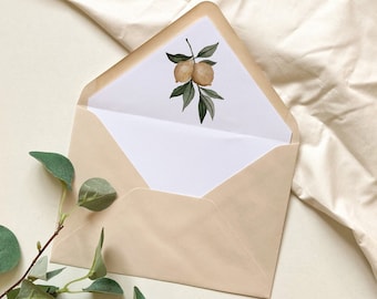 Lemon Printable Envelope Liner - A7 Envelope - Instant Download - Wedding Envelope Liner Template - Printable Wedding Envelopes - Citrus