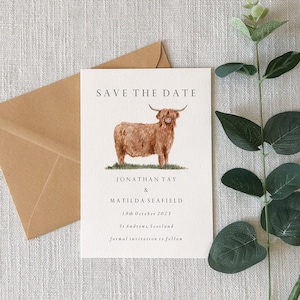 Save the Date Template - Highland Kuh Save the Date - Schottische Hochzeitseinladung - Highland Cow Hochzeit Save the Date Card - Digital Invite