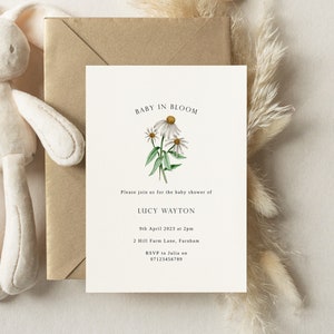 Baby In Bloom Invitation | Floral Baby Shower Invitation Template | Editable Baby in Bloom Baby Shower Invite | Digital Baby Shower Invite