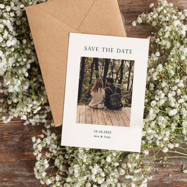 Save the Date Template with Photo Editable Photo Save the Date Wedding Save the Date Save the Date Digital Minimalist Save the Date image 2