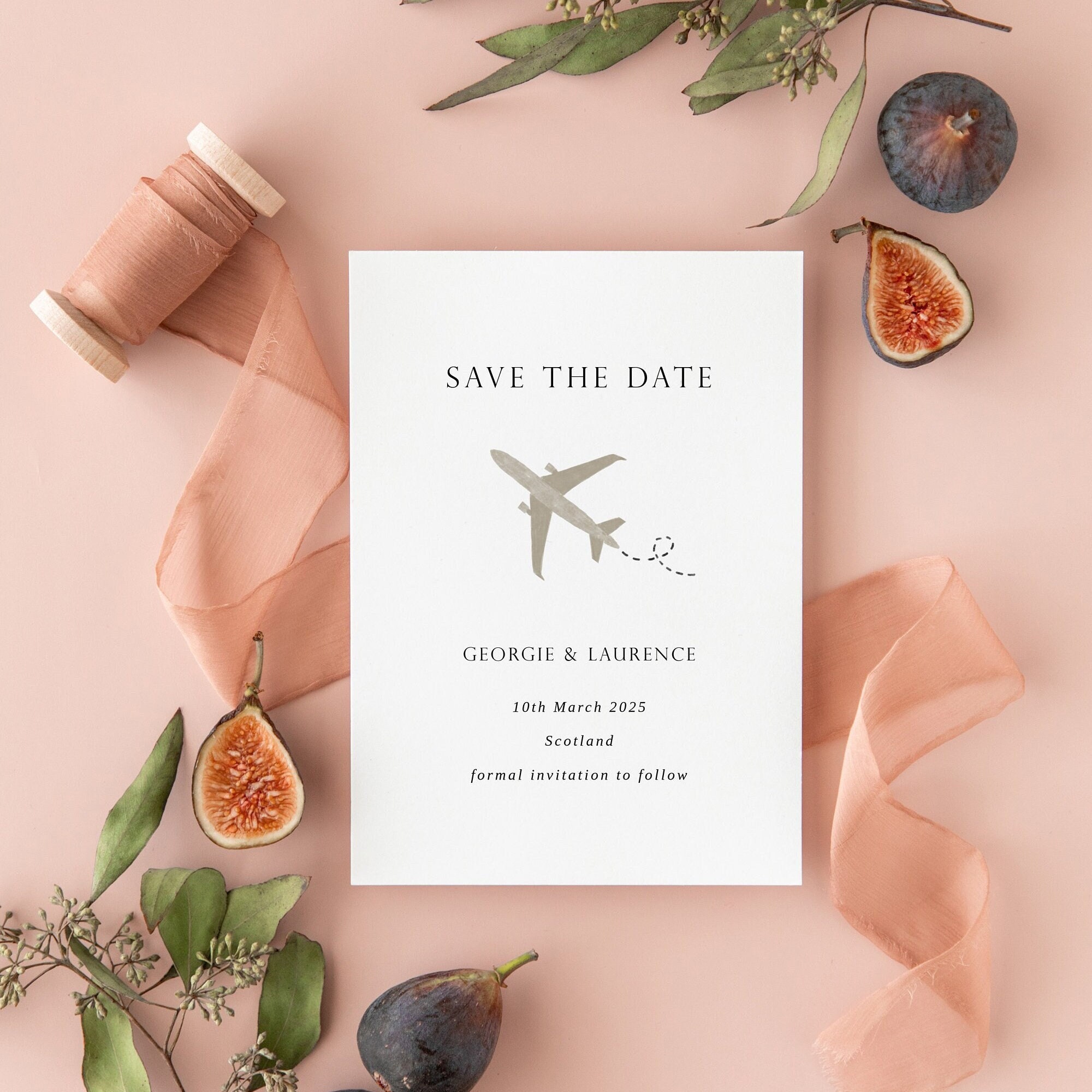 Destination Wedding Save the Date Template Plane Save the Date Invite