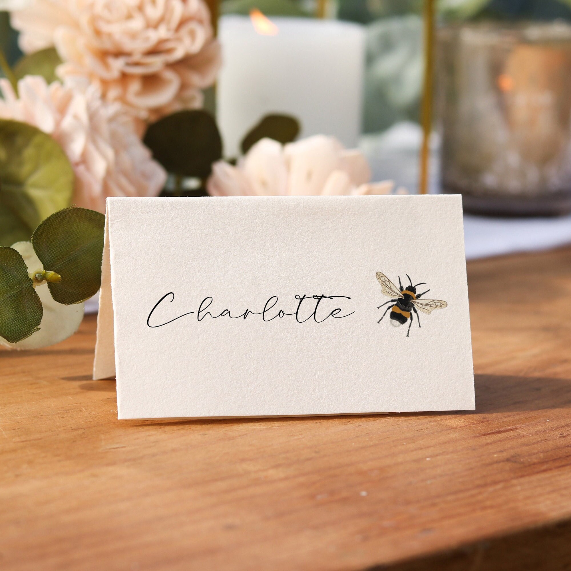 Bumblebee Place Card Template for Wedding - Bee Escort Card ...