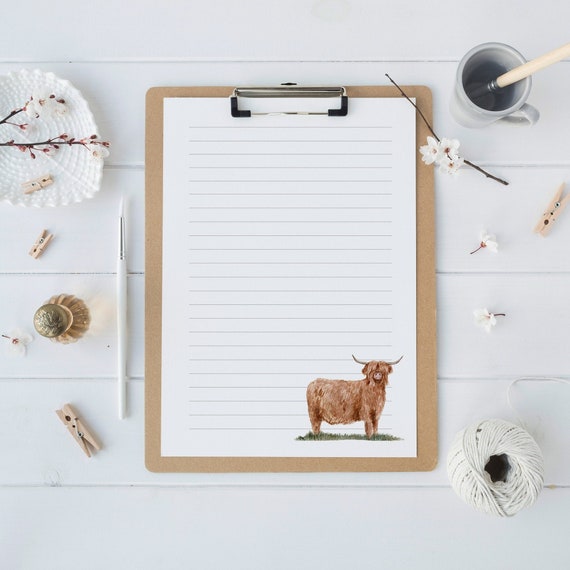 Printable Letter Writing Paper Printable Highland Cow - Etsy