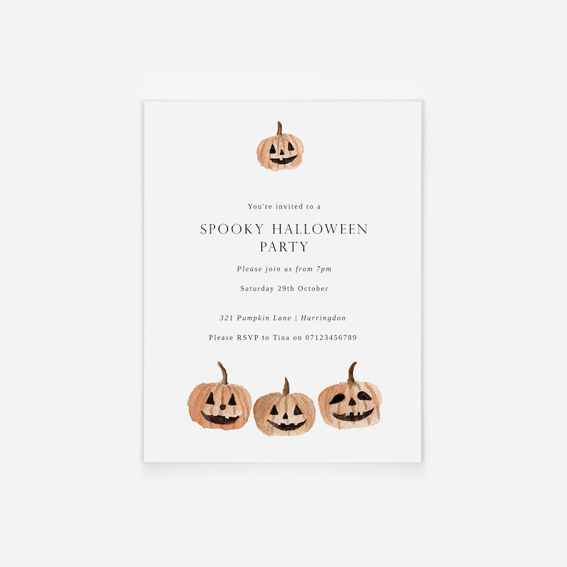 Spooky Halloween Party Invitation Template Editable Halloween Party Invite Printable Pumpkin Invitations Kids Halloween Party Template image 2