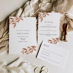 Herbstblatt Hochzeitseinladung Vorlage - Hochzeit im Herbst einladen - Hochzeit im Herbst - Herbstlaub Hochzeitseinladung - Hochzeit in Orange