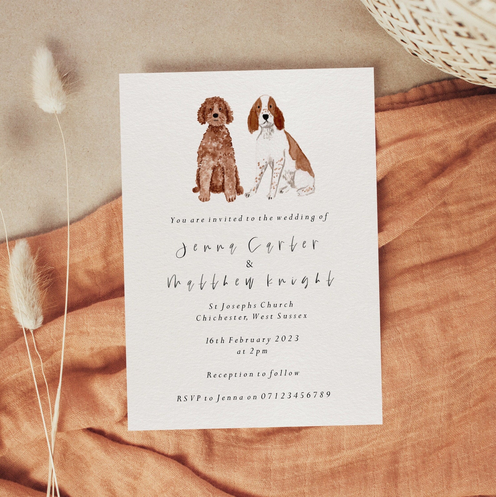 Personalised Dog Wedding Invitations Pet Portrait Invites Etsy UK