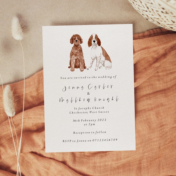 Personalised Dog Wedding Invitations Pet Portrait Invites - Etsy
