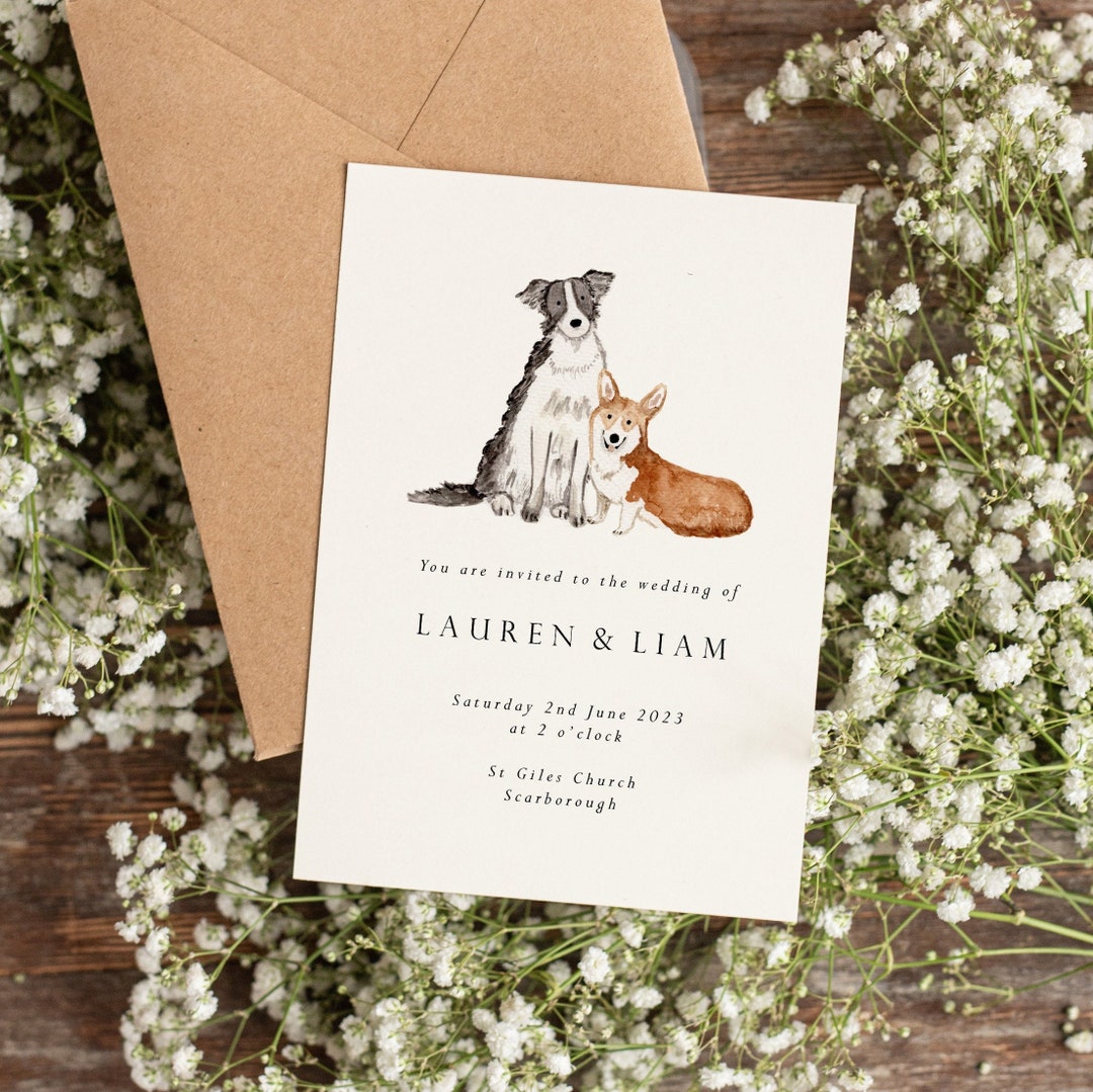 Personalised Dog Wedding Invitations Pet Portrait Invites - Etsy