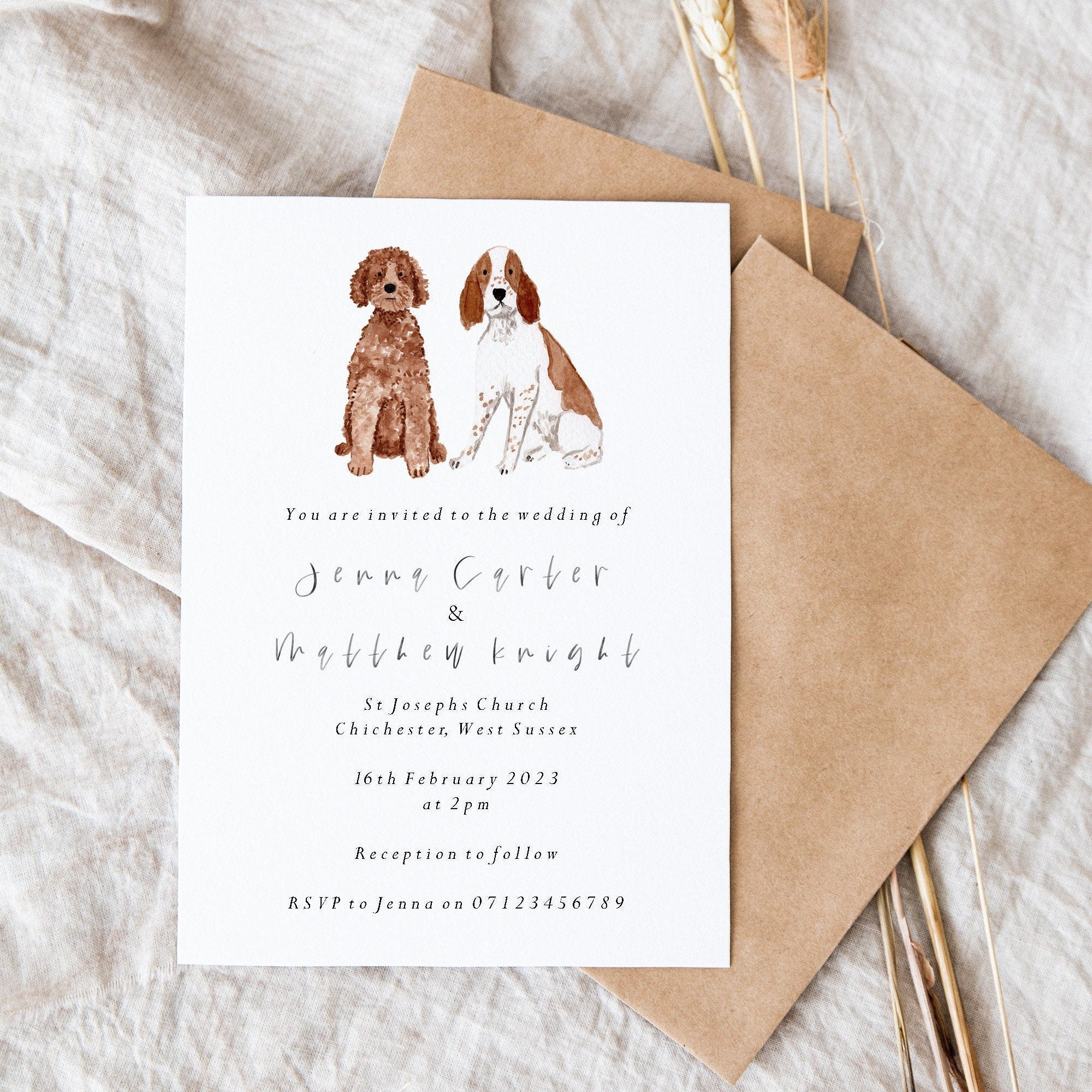 Personalised Dog Wedding Invitations Pet Portrait Invites - Etsy UK