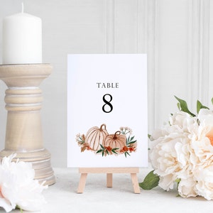 Pumpkin Table Number Template Table Numbers for Autumn Wedding Orange Pumpkin Table Numbers Fall Table Number Template Fall Wedding image 3