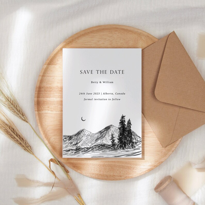 Mountain Moon Save the Date Invite Template Mountain Save the Date Wedding Save the Date Mountain Wedding Save the Date Template image 3