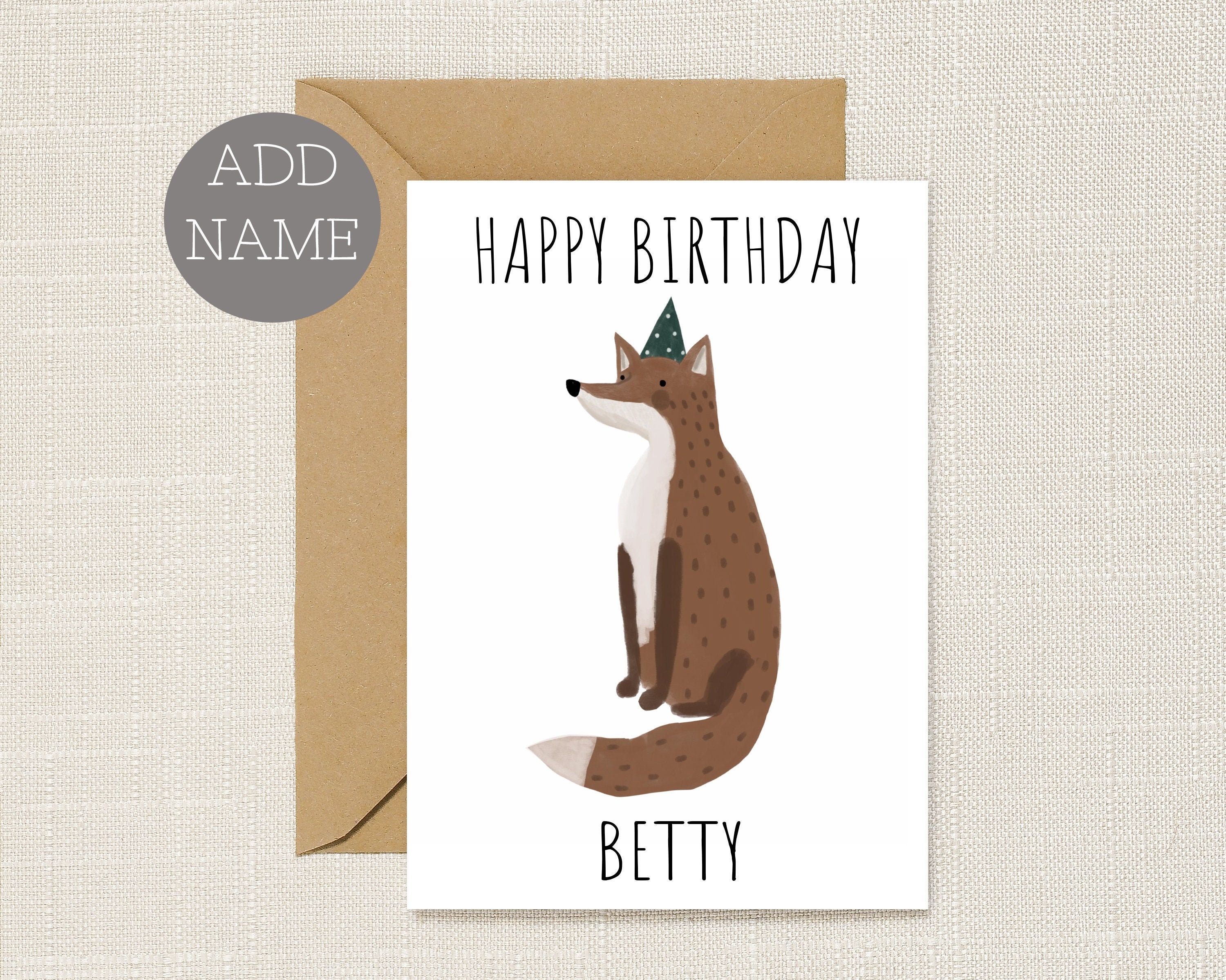 Personalised Fox Birthday Card Kids Birthday Card Cute | Etsy