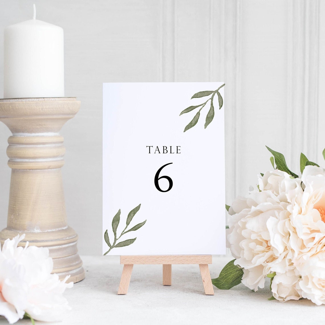 Green Leaf Table Number Template - Table Numbers for Wedding - Greenery ...