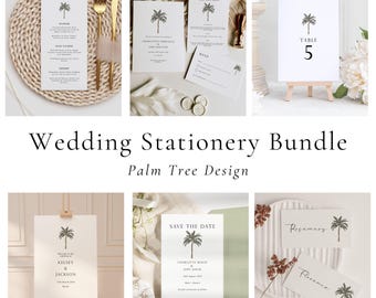 Palm Tree Wedding Bundle - Wedding Template Bundle - Editable Wedding Stationery Bundle for Beach Wedding - Palm Tree Wedding Invite