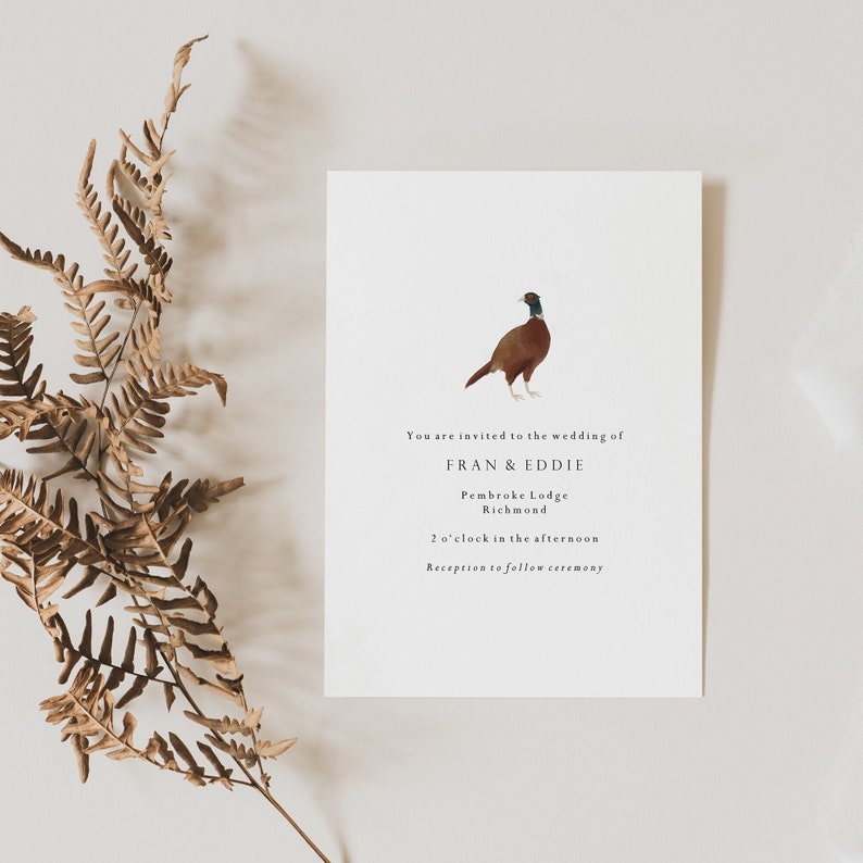 Rustic Fall Invitations Pheasant Wedding Invitation | Country Wedding | Rustic Wedding ...