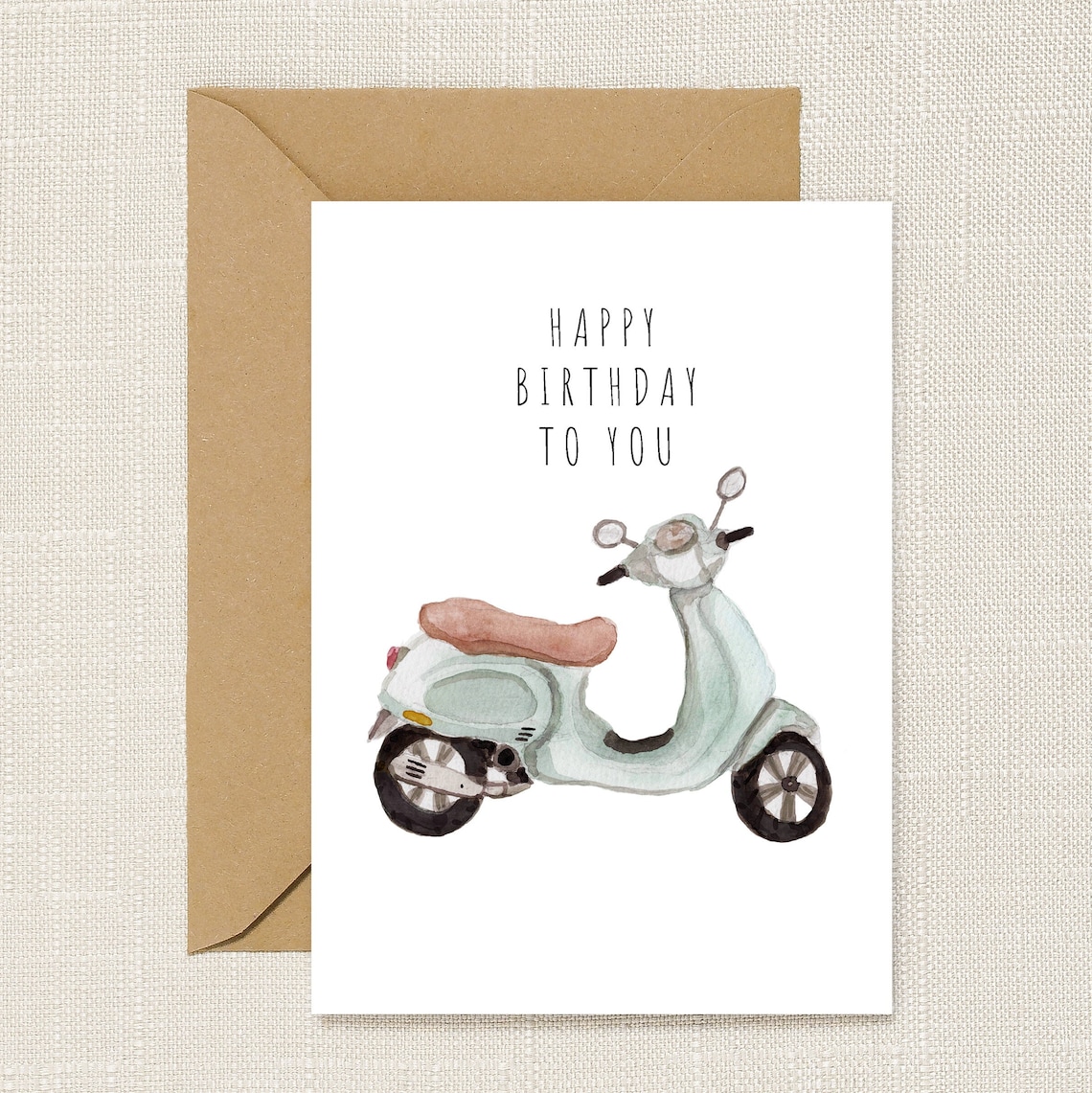 Happy Birthday Vespa Greeting Card Birthday Card Vintage Etsy