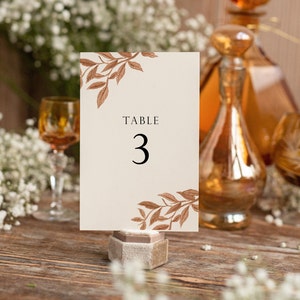 Autumn Table Number Template - Boho Table Numbers for Fall Wedding -  Autumn Wedding Table Numbers - Editable Table Number Template