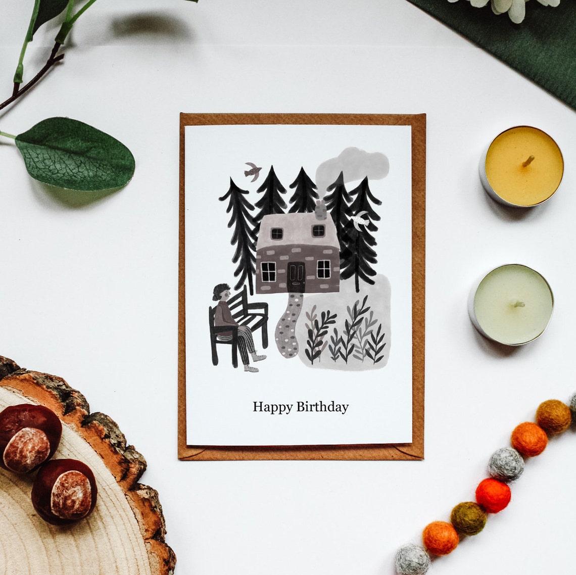 Happy Birthday Cabin Greeting Card Nature Outdoors | Etsy