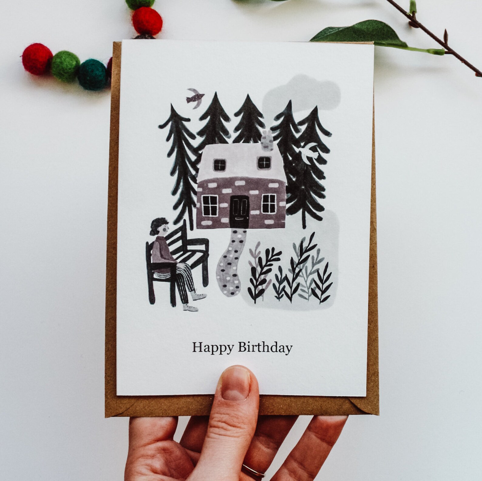 Happy Birthday Cabin Greeting Card Nature Outdoors | Etsy