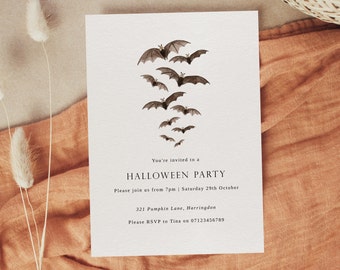 Bats Halloween Party Invitation Template - Editable Halloween Party Invite - Printable Halloween Invitations - Kids Halloween Party Template