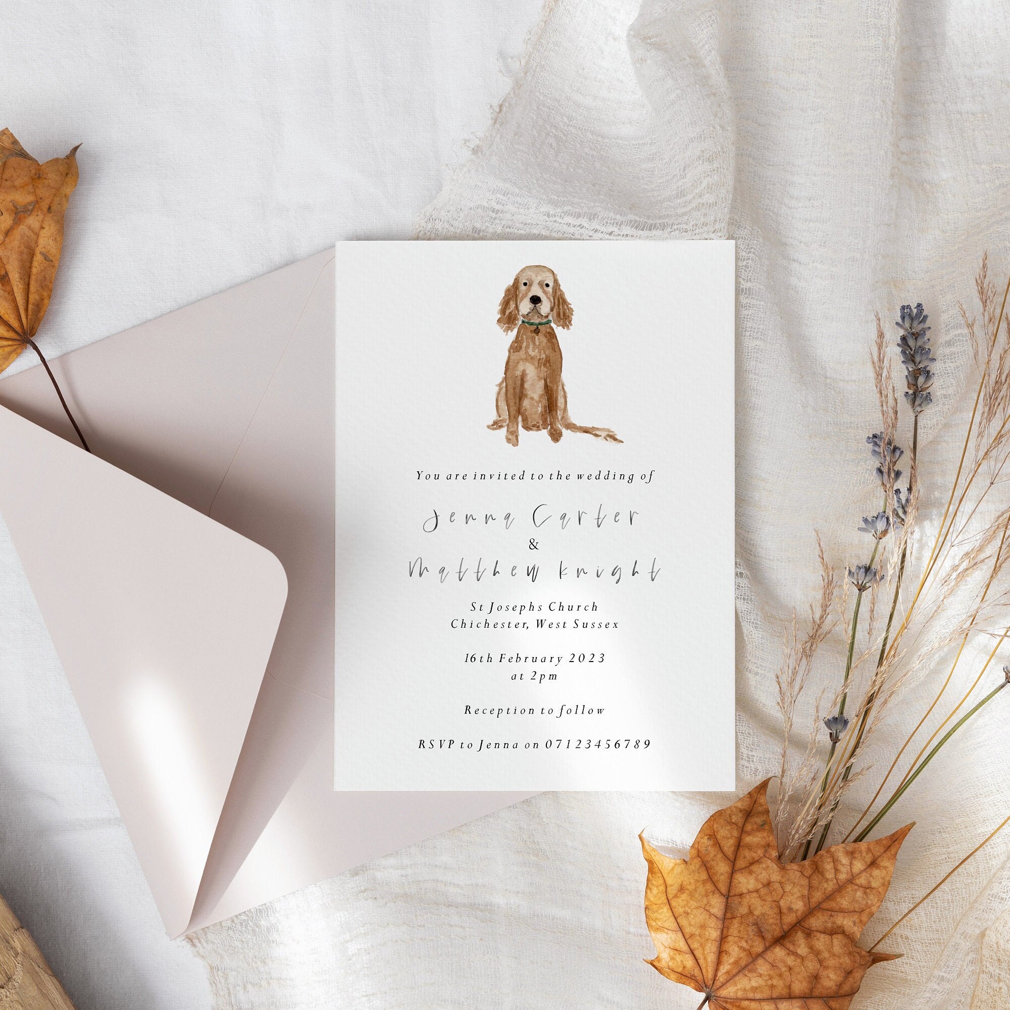 Personalised Dog Wedding Invitations Pet Portrait Invites - Etsy UK