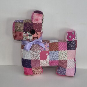 Patchwork Puppy Dog Throw Pillow Stuffed Animal Handmade Toy Scottie
