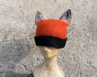 Fox hat with ears, animal orange red hat, forest woodland cosplay