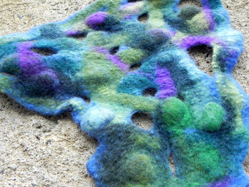 woodland felt wrist warmer festival cosplay green bracelet forest elf boho jewellery Blue green pixie faerie cuffs