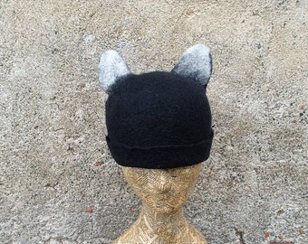 Black cat hat with ears, animal black hat, forest woodland cosplay, cat ears hat
