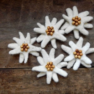 Edelweiss felt pin, edelweiss felt brooch, felted flower brooch, white flower edelweiss felt brooch