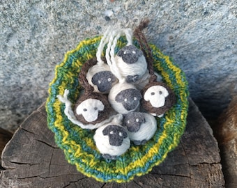 Sheep local farm wool ornament, yarn ball Christmas decoration, white sheep suffolk farm wool, knitting gift, knit decoration