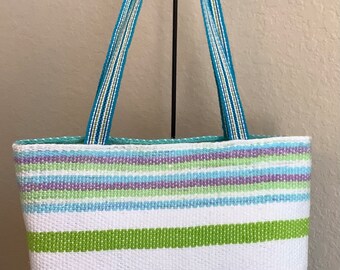 Handwoven Cotton Shoulder Bag with Inkle Woven Straps