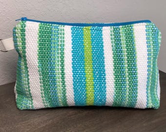 Handwoven Zippered Travel Bag – Large Cosmetic Bag with Boxed Bottom, 100% Cotton