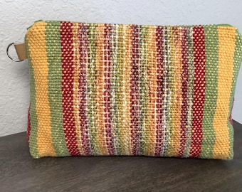 Handwoven Zippered Travel Bag – Large Cosmetic Bag with Boxed Bottom, 100% Cotton