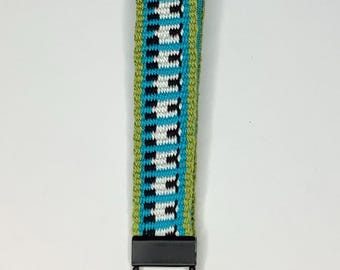 Handwoven Key Fob, Key Chain, Wristlet, Sheep