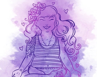 Custom Yoga Illustration commission for yoga teachers, digital line art bespoke art for yoga business.