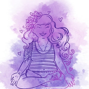 Custom Yoga Illustration commission for yoga teachers, digital line art bespoke art for yoga business.