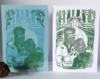 Yule Cards Pagan, Wicca Winter Solstice Cards Pack of 2 A6 Art Cards - Witch Gift for Christmas Greetings